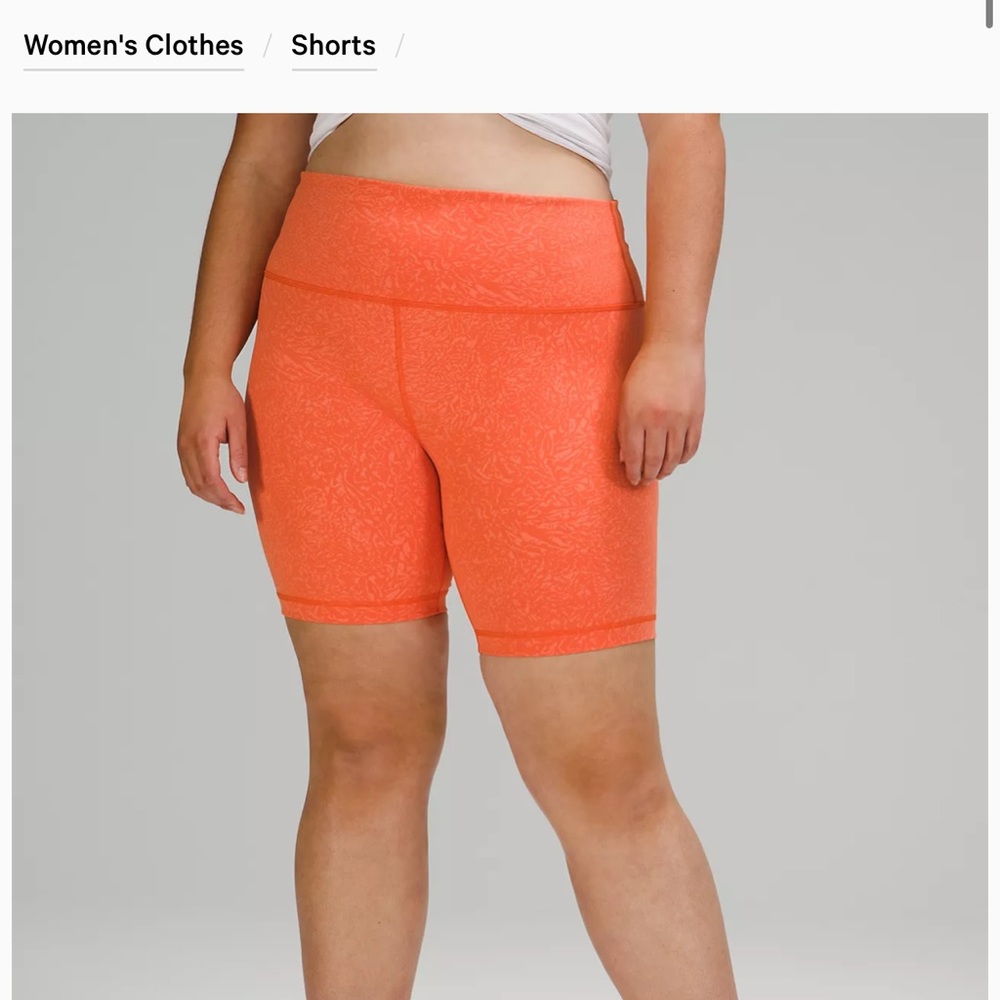 Lululemon Wunder Train High-Rise Short 8”, Size 10, Color orange